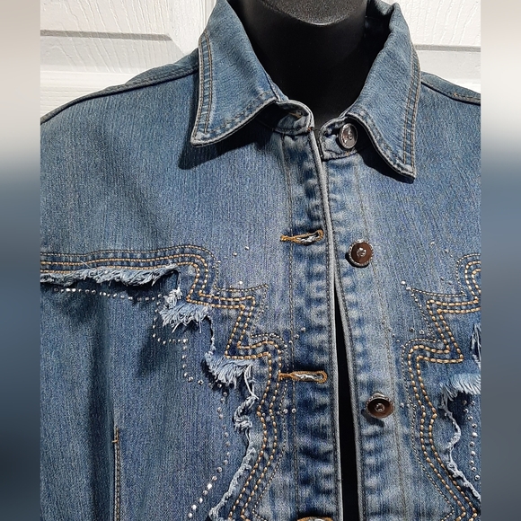 Vintage Annabell Jean Jacket Large Long Sleeve Button Front - Picture 2 of 8